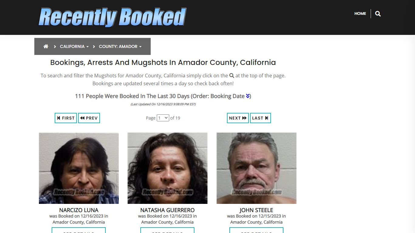 Bookings, Arrests and Mugshots in Amador County, California